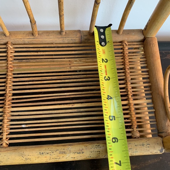 VTG MCM Bamboo Rattan hanging shelf Rack w/rod plant stand table top Boho granny - Picture 6 of 12